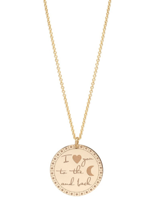 14k Large "i Love You To The Moon & Back" Mantra Necklace