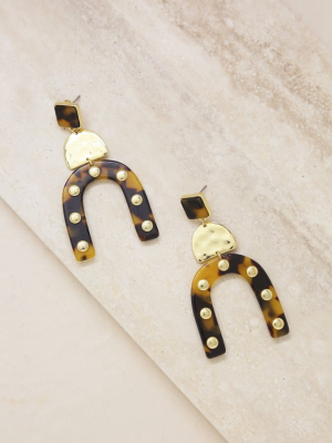 Lady Luck Tortoise Resin 18k Gold Plated Earrings