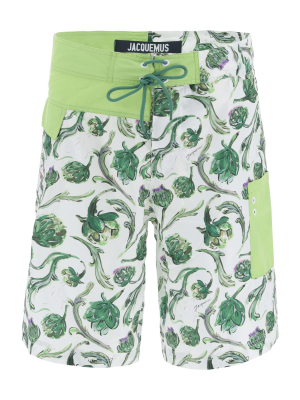 Jacquemus Artichoke Print Surfer Shorts