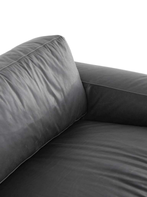 Fenton Leather Sofa, Heirloom Charcoal