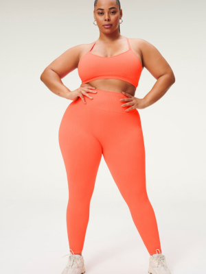 Seamless Chunky Rib  Legging | Hot Coral001