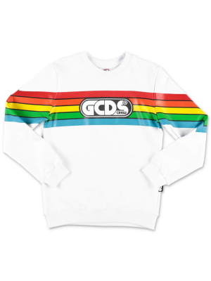 Gcds Kids Rainbow Stripe Logo Printed Sweatshirt