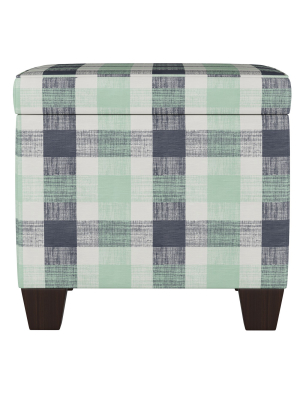 Fairland Square Storage Ottoman Check Navy Green - Threshold™