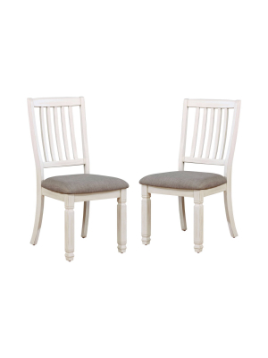 Set Of 2 Dean Cushioned Wood Dining Side Chair Antique White/oak - Iohomes