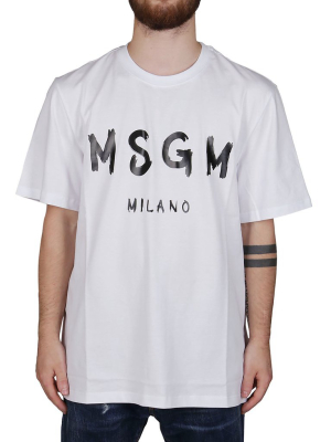 Msgm Logo Printed Crewneck T-shirt