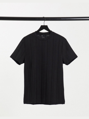 Asos Design T-shirt In Textured Black Jersey