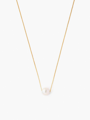 White Floating Pearl Gold Necklace