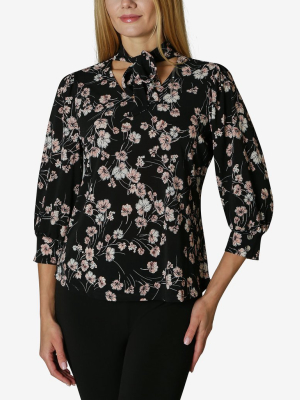 Adrienne Vittadini Bow Tie Neck Blouse