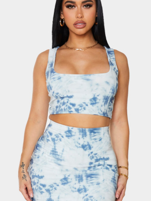 Shape Blue Tie Dye Slinky Crop Top