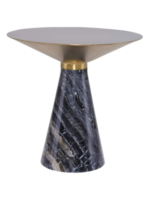 Iris Side Table, Gold/black Base