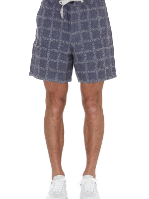 Jw Anderson All-over Logo Print Wide Leg Shorts