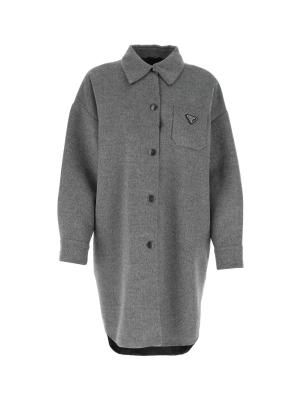 Prada Triangle Logo Single-breasted Coat