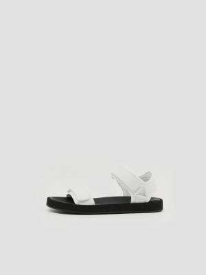 Hook And Loop Sandal — Eggshell