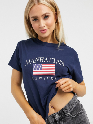 Miss Selfridge 'manhattan' T-shirt In Navy