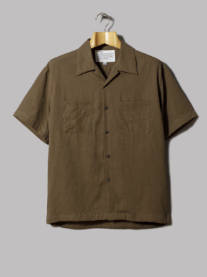 Uniform Bridge Two Pocket Linen Short Shirt (brown)