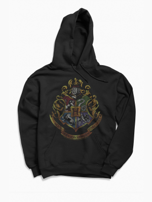 Harry Potter Distressed Hogwarts Crest Hoodie Sweatshirt