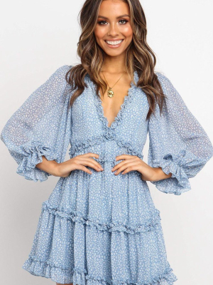 Ruffle Bishop Sleeve Leopard V Neck Beach Chiffon Dress