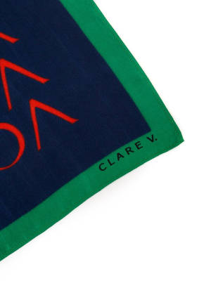 Clare V. Silk Scarf In Navy And Red