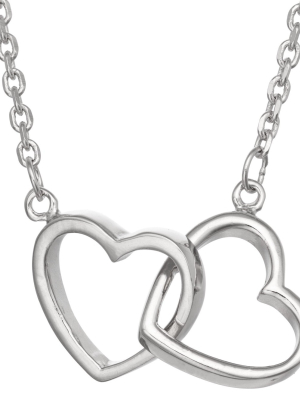 Tiara Sterling Silver Interlocking Double Heart Necklace