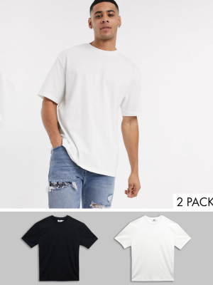 Topman 2 Pack Oversized T-shirts In Black And White