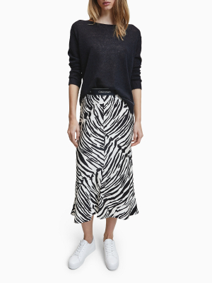 Logo Band Printed Midi Skirt