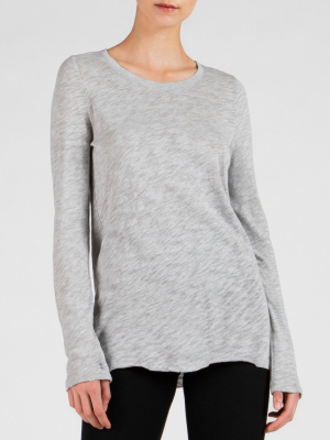 Slub Jersey Long Sleeve Destroyed Wash Tee - Heather Grey