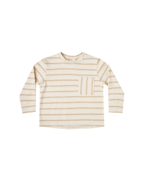 Rylee + Cru Striped Longsleeve Skater Tee - Almond/natural