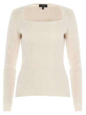 Theory Ribbed Square Neck Jumper