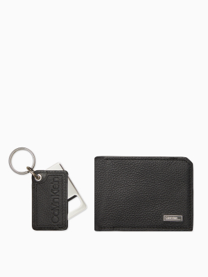 Micro Pebble Bifold Wallet + Bottle Opener Key Fob