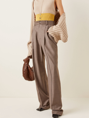 Pleated Wool Wide-leg Trousers