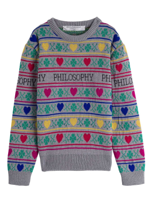 Philosophy Di Lorenzo Serafini Kids Heart Logo Intarsia Jumper