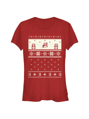 Junior's Nintendo Christmas Sweater Mario T-shirt