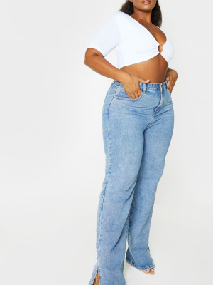 Plus Light Wash Split Hem Jean