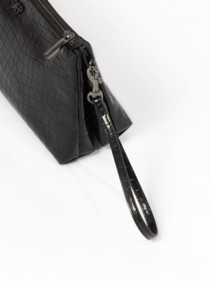 Ebony Croc Zip Pouch  | Final Sale