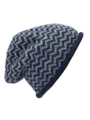 Azul Chevron Knit Alpaca Beanie