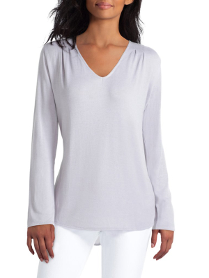 H Halston Mix Media Pullover With Extend Shoulder