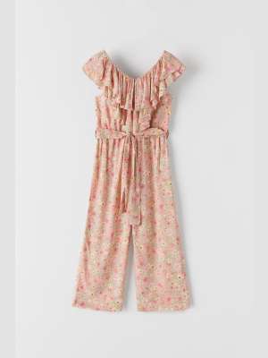 Ruffled Print Jumpsuit