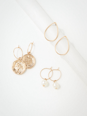 Aeo Mini Hoop Coin Earrings 3-pack