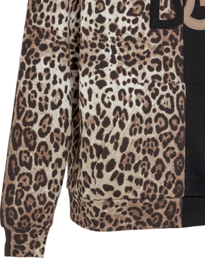 Dolce & Gabbana Leopard Print Two-tone Hoodie