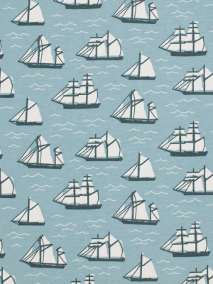 Short-sleeve Tee - Vintage Sailboats Ocean Blue & Teal