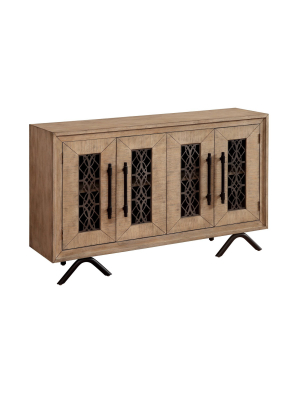 Maya Transitional 4 Door Media Credenza Brown - Treasure Trove Accents