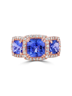 Effy Gemma 14k Rose Gold Tanzanite And Diamond Ring, 4.69 Tcw