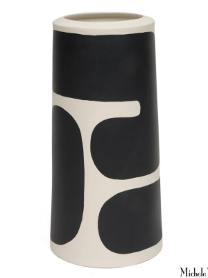 Pattern Block Black And White Pillar Vases