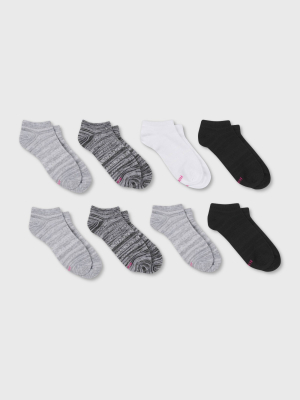 Hanes Performance Women's Lightweight 6+2 Bonus Pack No Show Athletic Socks - Black/gray/white 5-9