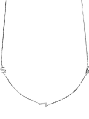 Sterling Silver Triple Initial Necklace With Classic Box Chain