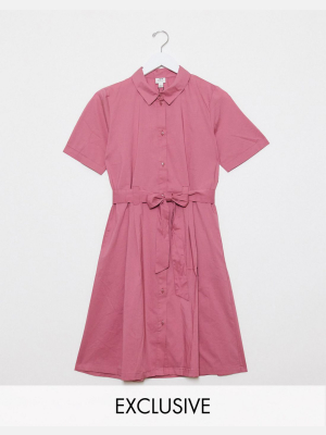 Jdy Exclusive Poplin Shirt Dress In Pink