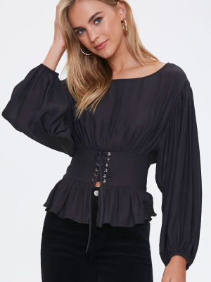 Lace-up Peasant Top