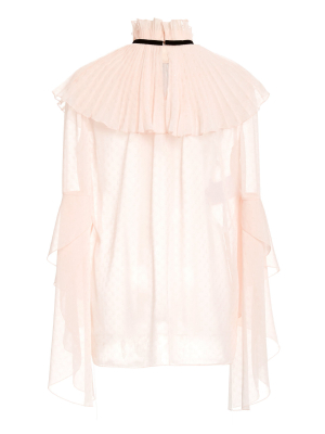 Ruffled Fil Coupé Tie-neck Top