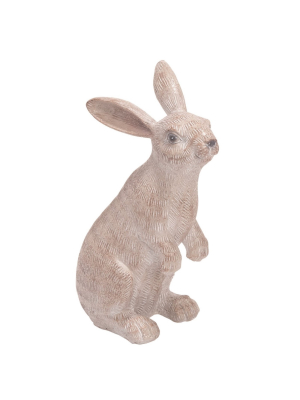 Transpac Resin 10 In. White Easter Sitting Bunny Statuette