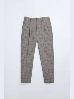 Plaid Textured Pants